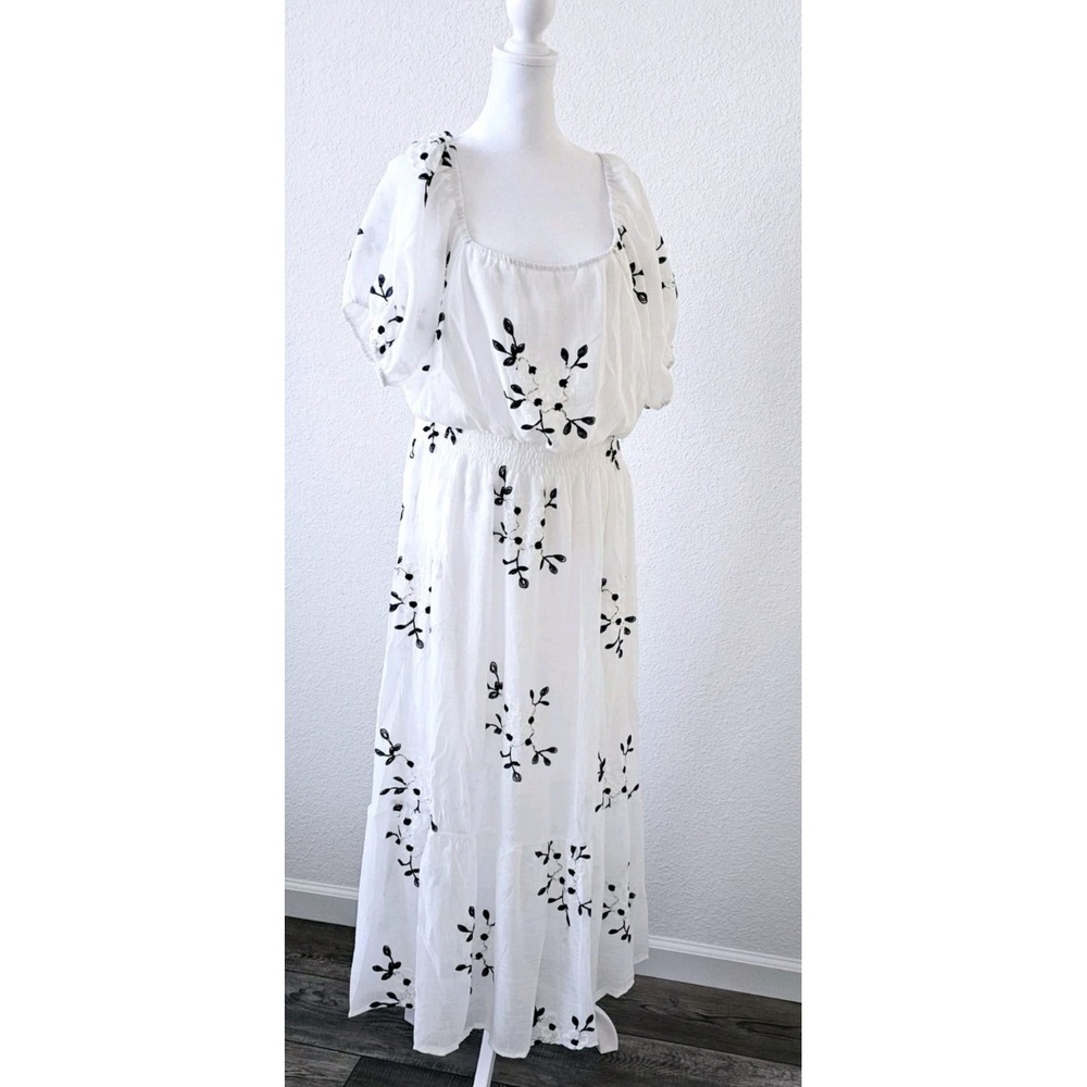 NWT Kindred Antropology Women's White Embroidery Long Dress Size-3X
